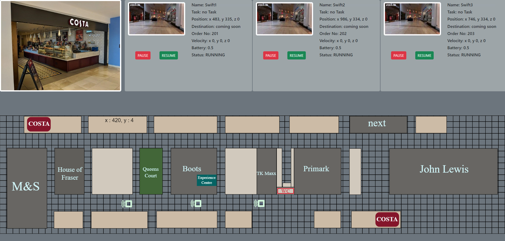 Connected system interface screenshot
